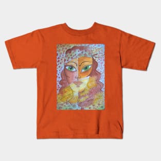 Beautiful woman with green eyes 02 Kids T-Shirt